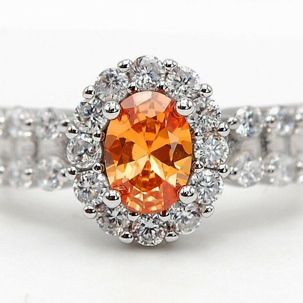 3CT Padparadscha Sapphire 925 Silver ~ Ring 6